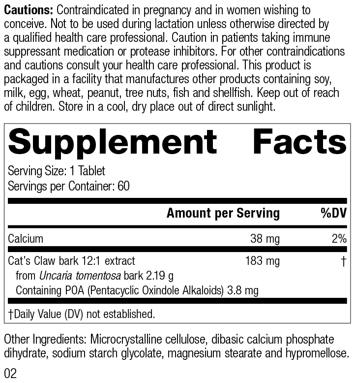 
                  
                    M1680 Cats Claw Forte, Rev 02 Supplement Facts
                  
                