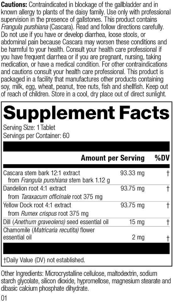 Colax, 60 Tablets Rev 01 Supplement Facts