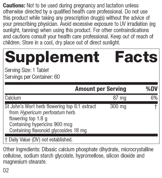 M1795 St John's Wort 1.8g R01 Supplement Fact