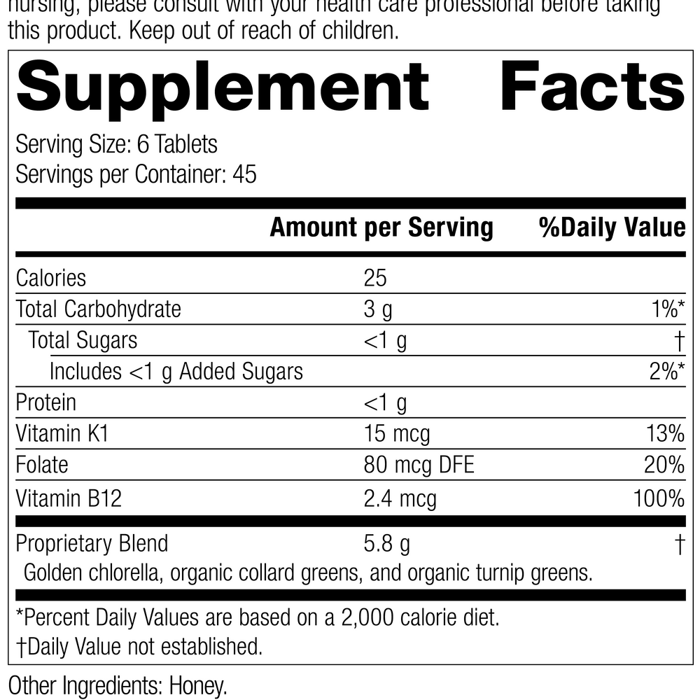 
                  
                    Nutrition label for Whole Food Folate
                  
                